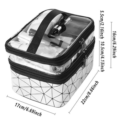 Portable Double-Layer Large Capacity Waterproof Cosmetic Bag Travel Toiletry Bag - Pink