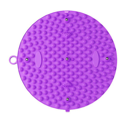 37/55cm Soft Silicone Circular Foot Mat with Textured Surface - Blue-37cm