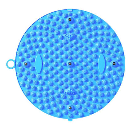 37/55cm Soft Silicone Circular Foot Mat with Textured Surface - Blue-37cm