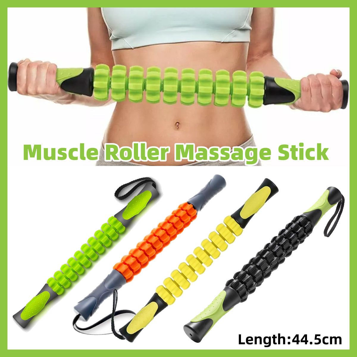 Muscle Roller Stick Full Body Fitness Massage Tool for Home and Gym Use - Orange