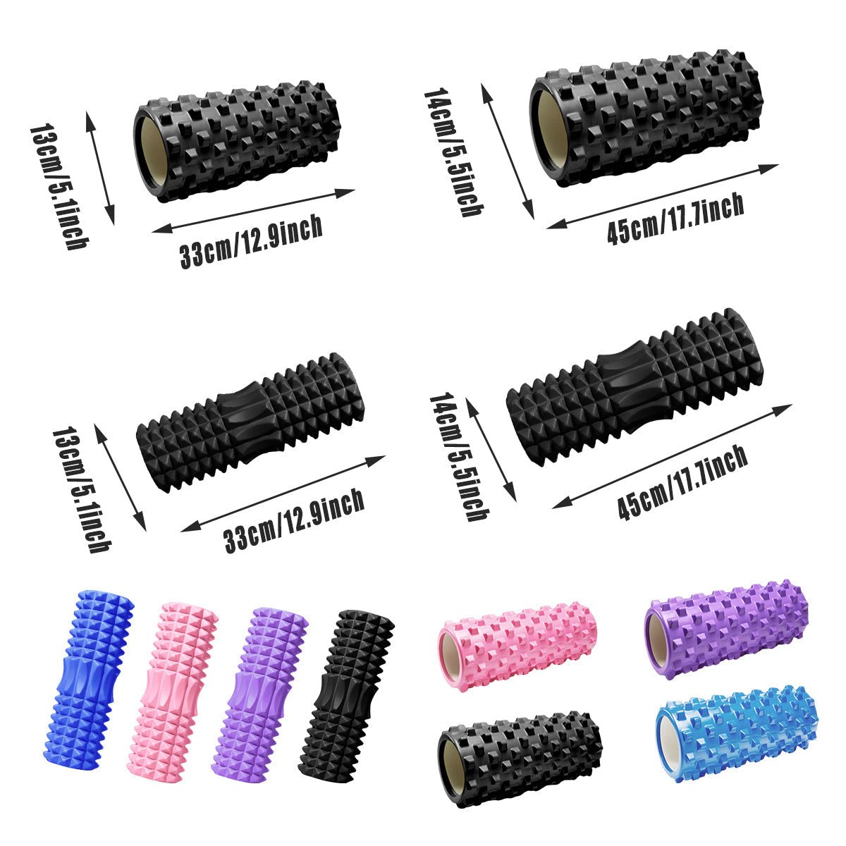 High Density EVA Foam Roller Yoga Massage Stick for Fitness - Crescent Style Pink - 33cm - Factory Direct Shop