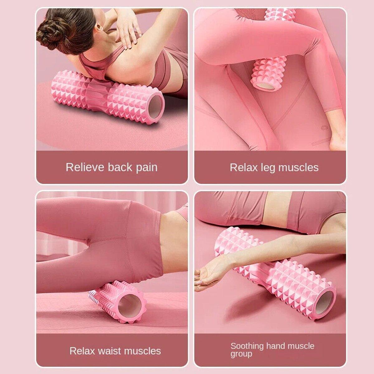 High Density EVA Foam Roller Yoga Massage Stick for Fitness - Crescent Style Pink - 33cm - Factory Direct Shop