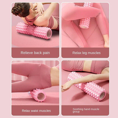 High Density EVA Foam Roller Yoga Massage Stick for Fitness - Crescent Style Pink - 33cm - Factory Direct Shop