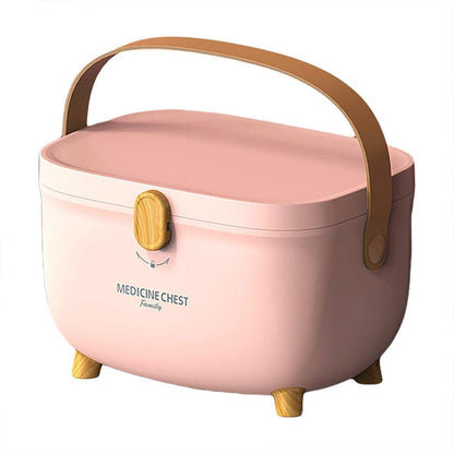 2 Layer Portable First Aid Kit Emergency Medicine Chest Organizer Storage Box - Pink