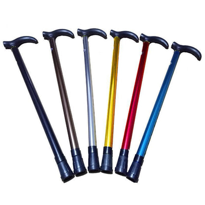 Metal Walking Stick Travel Retractable Cane Pole Compact Adjustable Lightweight - Black