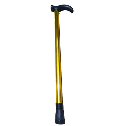 Metal Walking Stick Travel Retractable Cane Pole Compact Adjustable Lightweight - Brown