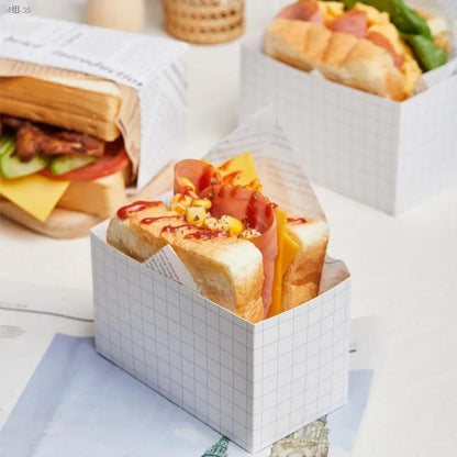 250PCS Sandwich Packaging Box Breakfast Hamburger Wrapping Box S Size - White