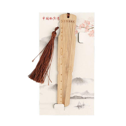 Chinese Style Bass Book Folder Book Clip Bamboo Bookmark Guitar Bookmark Lable - Ruan Pipa Bookmark - Chrysanthemum