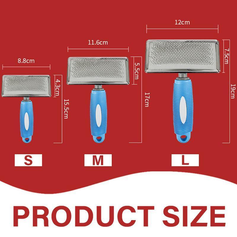 M Size Hair Shedding Grooming Trimmer Comb Brush Slicker Undercoat Rake for Dog Cat - Red
