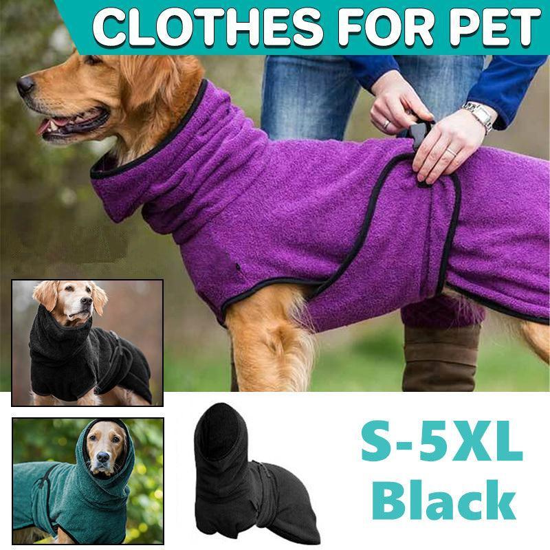 Dog Puppy Hoodies Jacket Solid Coat Pet Winter Soft Warm Clothes S-5XL Black - M