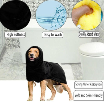 Dog Puppy Hoodies Jacket Solid Coat Pet Winter Soft Warm Clothes S-5XL Black - L