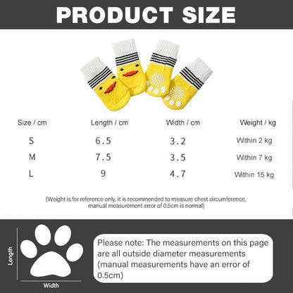 Non Slip Pet Socks for Dogs and Cats Knitted Paw Protector with Grips L Size - Yellow Kumamoto