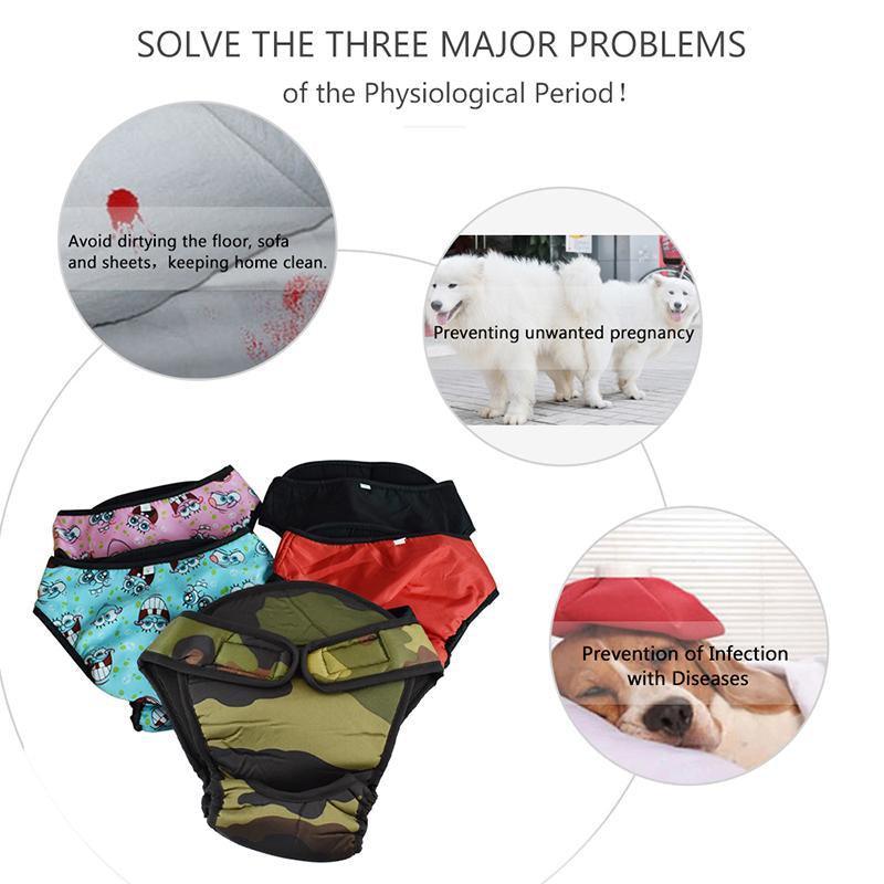 Washable Female Pet Dog Cat Nappy Diaper Physiological Pants Panties Underwear Black - M