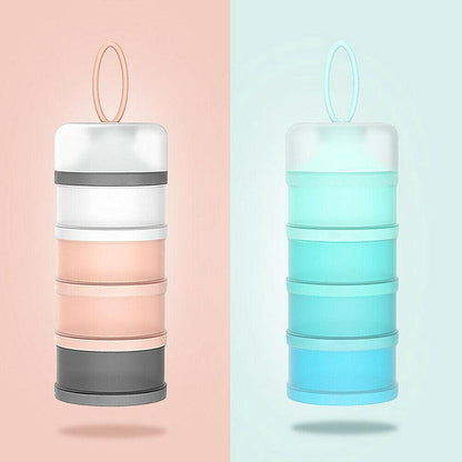 4-Layer Milk Powder Dispenser Bottle Container Food Storage Box Portable Stackable - Blue
