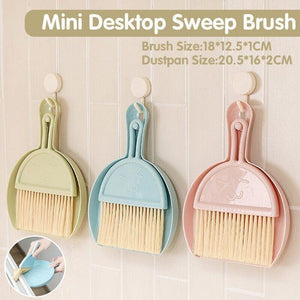 Mini Desktop Sweep Cleaning Brush Keyboard Brush Small Broom Dustpan Set - Green - Factory Direct Shop
