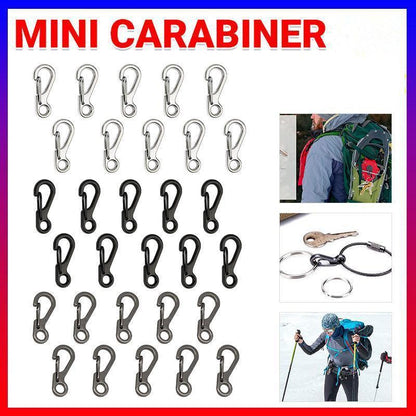 10X Mini Alloy Carabiner Keychain Durable Snap Spring Clip Hook - Black