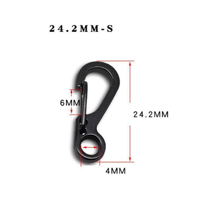 10X Mini Alloy Carabiner Keychain Durable Snap Spring Clip Hook - Black