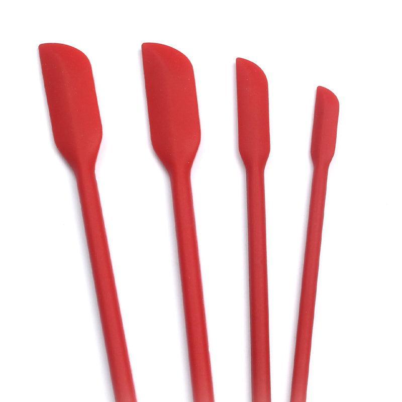 4X Silicone Mini Spatula Jar Scraper Scoop Tip Long Spatula Cosmetic Bottle B8A3 - Black