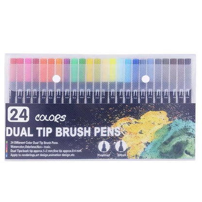 12-120 Watercolor Brush Pen Set Artist Sketch Marker - Black-24 Colours
