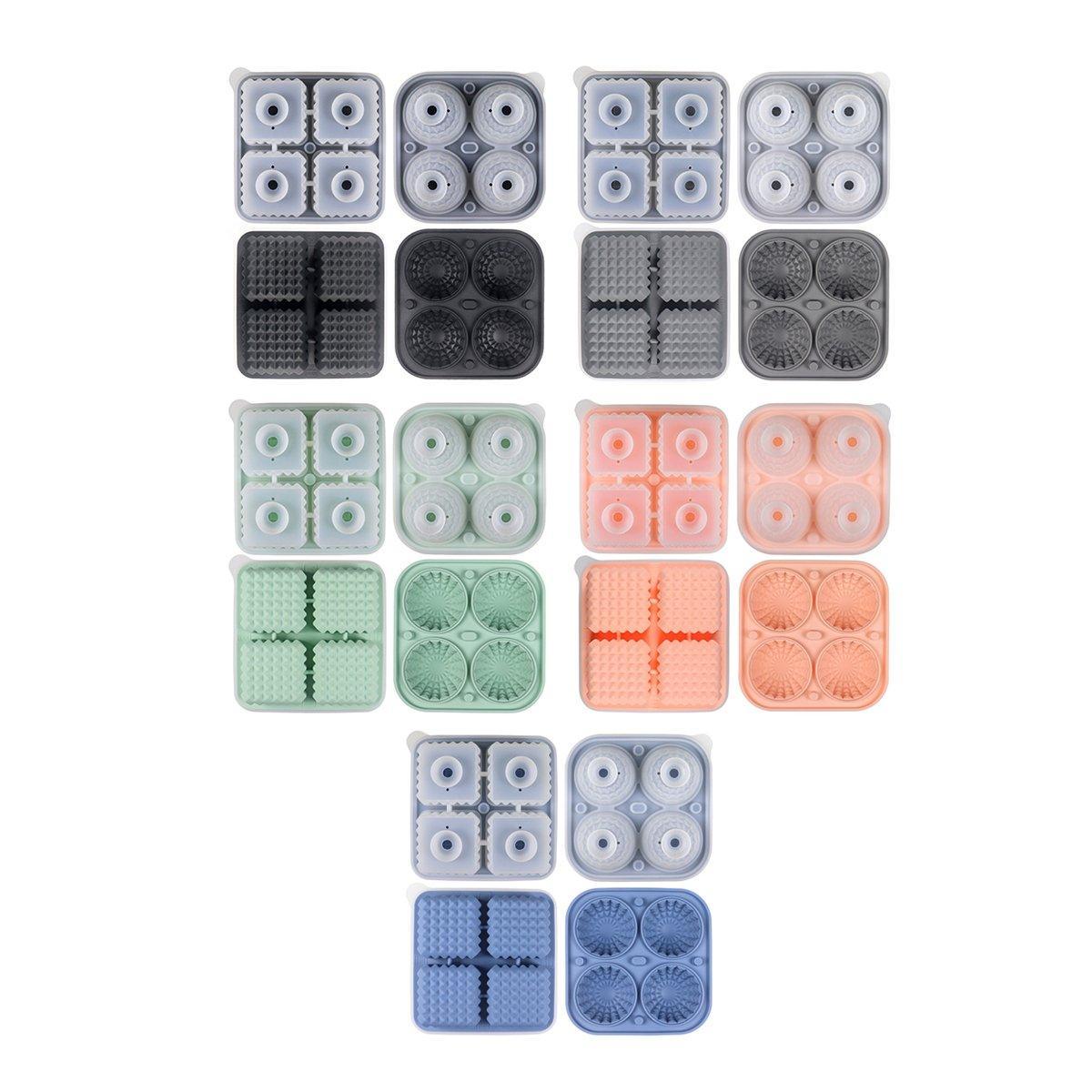 2PCS Silicone Ice Cube Tray Round and Square Ice Ball Maker for Whiskey Cocktails - Blue