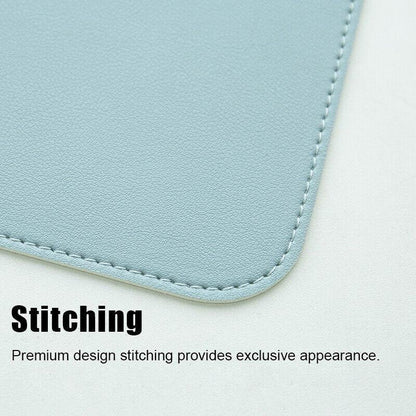 Leather Mouse Pad 30x25.5cm Waterproof Gaming Desk Mat Anti Slip Rubber Mousepad - Dark Blue