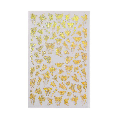 3D Nail Butterfly Design Sticker Decor Decal Holographic Laser Nail Art Sticker - Gold L-01