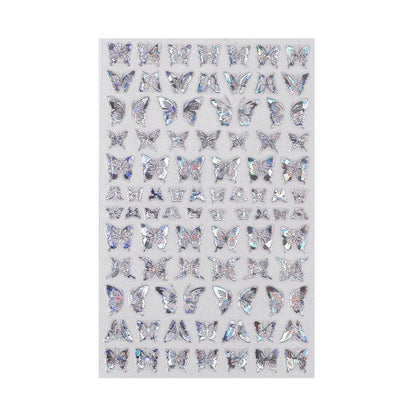 3D Nail Butterfly Design Sticker Decor Decal Holographic Laser Nail Art Sticker - Gold L-01