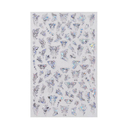 3D Nail Butterfly Design Sticker Decor Decal Holographic Laser Nail Art Sticker - Gold L-01
