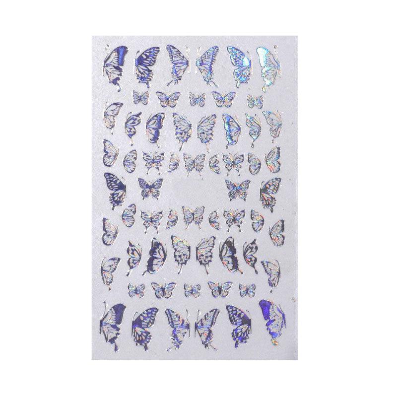 3D Nail Butterfly Design Sticker Decor Decal Holographic Laser Nail Art Sticker - Gold L-02