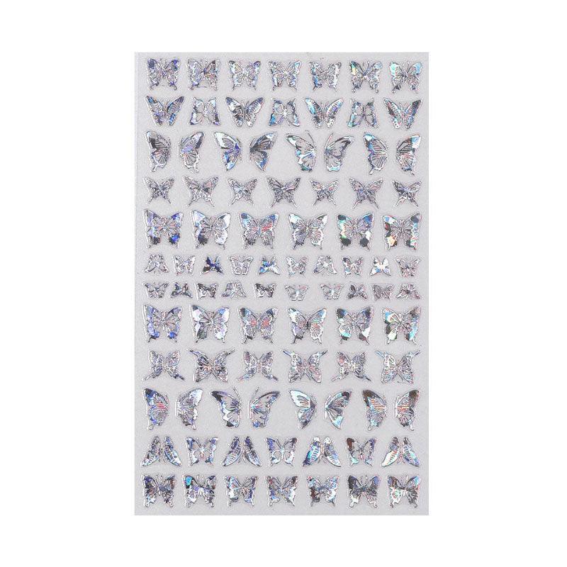 3D Nail Butterfly Design Sticker Decor Decal Holographic Laser Nail Art Sticker - Gold L-03