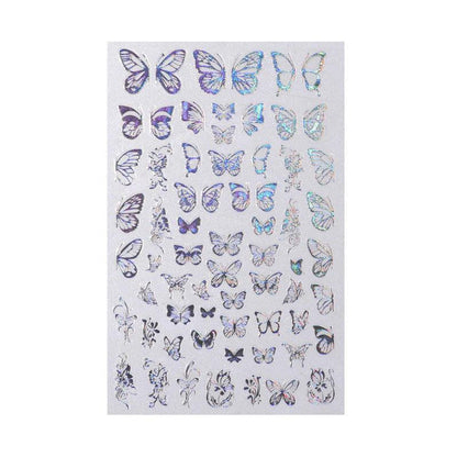3D Nail Butterfly Design Sticker Decor Decal Holographic Laser Nail Art Sticker - Gold L-04