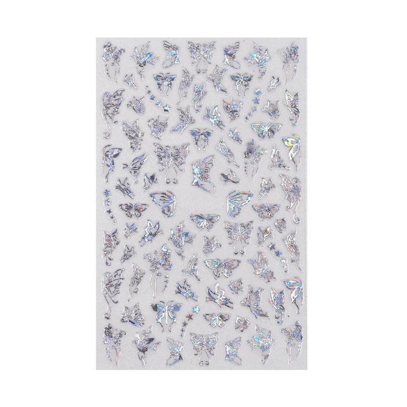 3D Nail Butterfly Design Sticker Decor Decal Holographic Laser Nail Art Sticker - Gold L-04