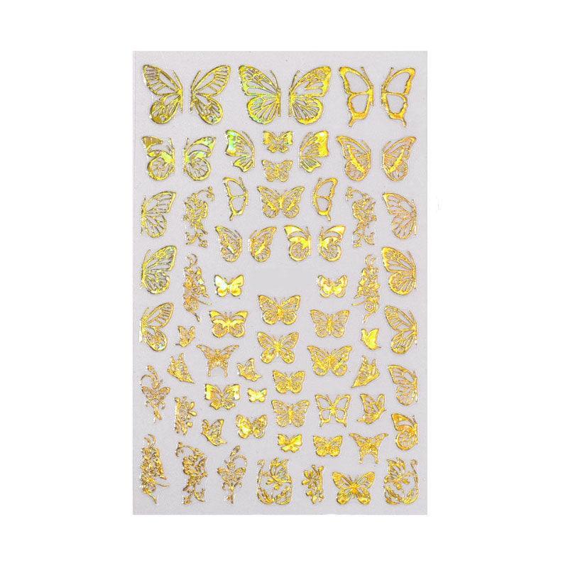 3D Nail Butterfly Design Sticker Decor Decal Holographic Laser Nail Art Sticker - Silver L-02