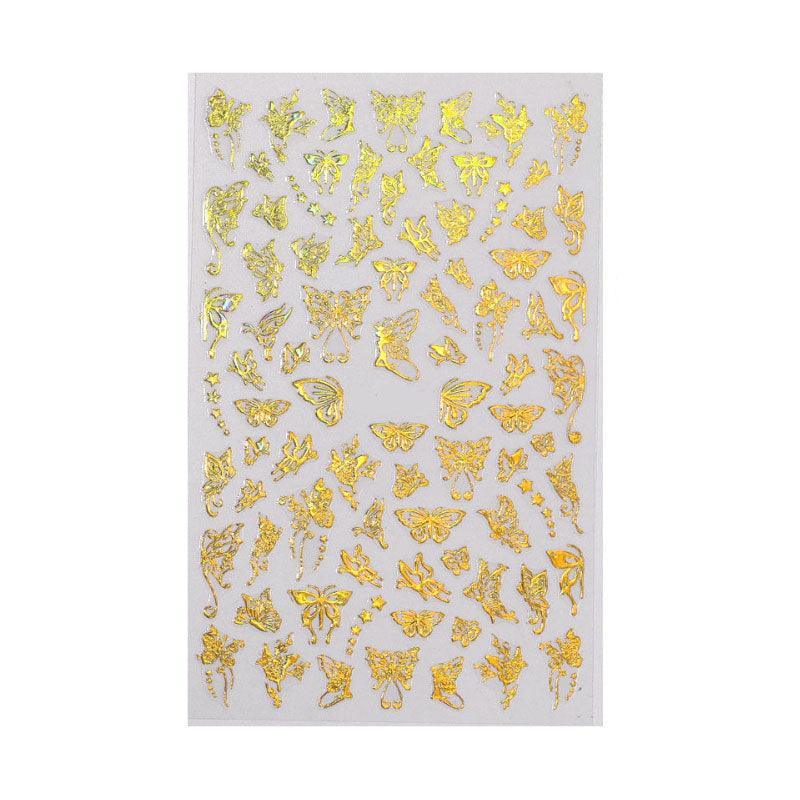 3D Nail Butterfly Design Sticker Decor Decal Holographic Laser Nail Art Sticker - Silver L-02