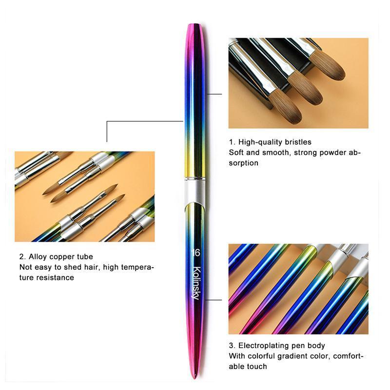Kolinsky Acrylic Nail Art Brush Manicure Powder Professional Tools Size 2-18 - 2#