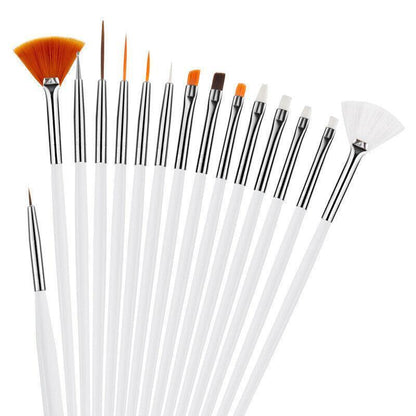 Nail Art Design Brushes Dotting Pen Tool Set Painting Uv Gel Drawing Brush 15Pcs - Black