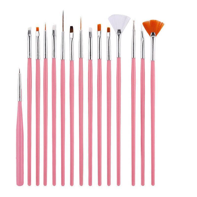 Nail Art Design Brushes Dotting Pen Tool Set Painting Uv Gel Drawing Brush 15Pcs - Black