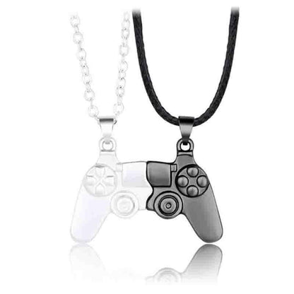 Matching Gamer Controller Necklace for Couples or Friends Pendant Gift Set - Gold and Silver