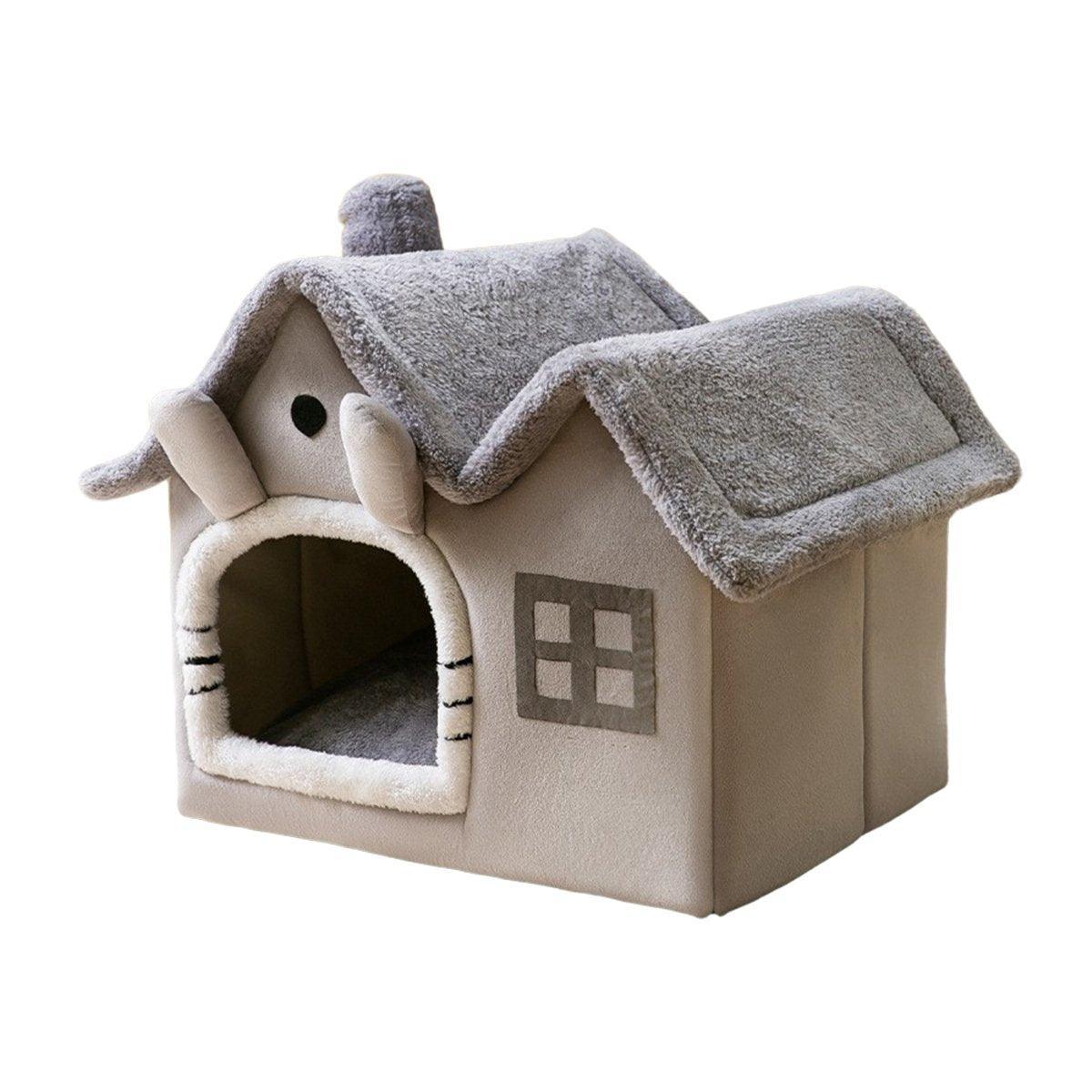 Removable Washable Pet House Four Seasons Cat Enclosed House - Grey-S