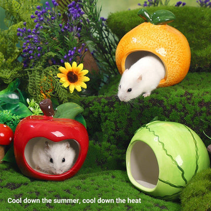 Ceramic Hamster Nest Shelter Landscaping Supplies Small Animal Hideout House - Watermelon
