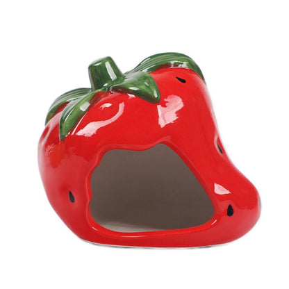 Ceramic Hamster Nest Shelter Landscaping Supplies Small Animal Hideout House - Watermelon