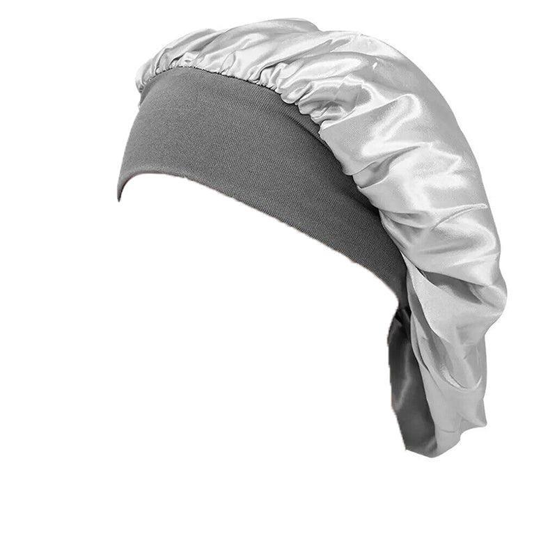 Sleeping Bonnet Hair Wrap Silk Satin Cap Women Elastic Night Soft Hat Headwear - Light Blue