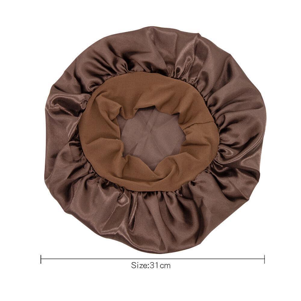 Sleeping Bonnet Hair Wrap Silk Satin Cap Women Elastic Night Soft Hat Headwear - Sky Blue
