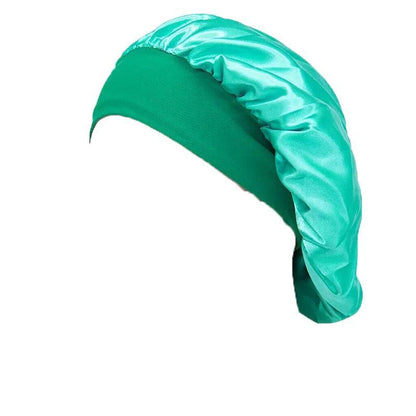 Sleeping Bonnet Hair Wrap Silk Satin Cap Women Elastic Night Soft Hat Headwear - Sky Blue