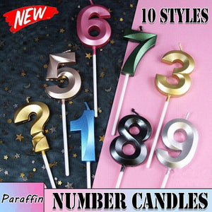 Classic Number Candles Individually Packed With Stand Birthday Make Up Ur Number Rose Gold - Number 3