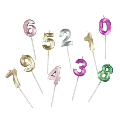 Classic Number Candles Individually Packed With Stand Birthday Make Up Ur Number Rose Gold - Number 3
