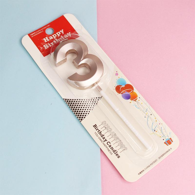 Classic Number Candles Individually Packed With Stand Birthday Make Up Ur Number Rose Gold - Number 7