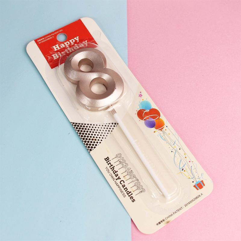 Classic Number Candles Individually Packed With Stand Birthday Make Up Ur Number Rose Gold - Number 9
