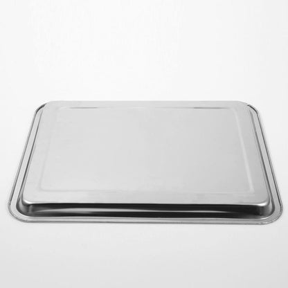 2X Stainless Steel Oblong Tray Plate Serving Tray Silver Dinner Food Kitchenware - 22X32CM