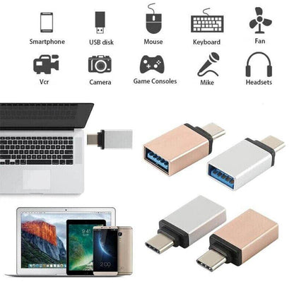 USB Type-C to USB 3.0 Adapter OTG Converter for Phone Tablet Laptop - Blue